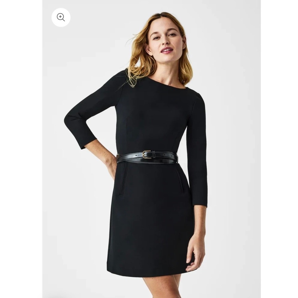 NEW SPANX The Perfect shift A-line 3/4 Sleeve Dress Size S Classic Black